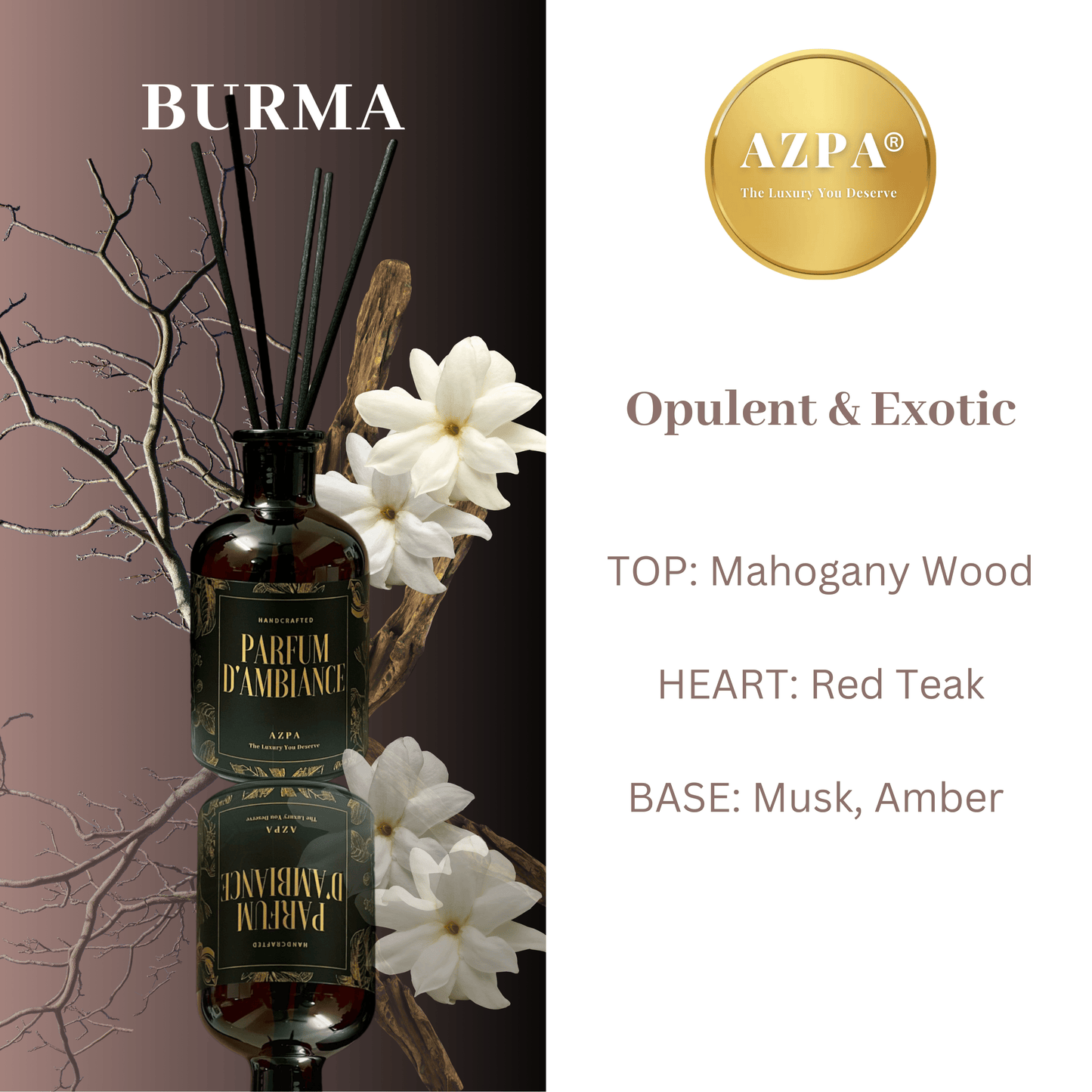 AZPA®️Burma Premium Reed Diffuser ( 130ml )